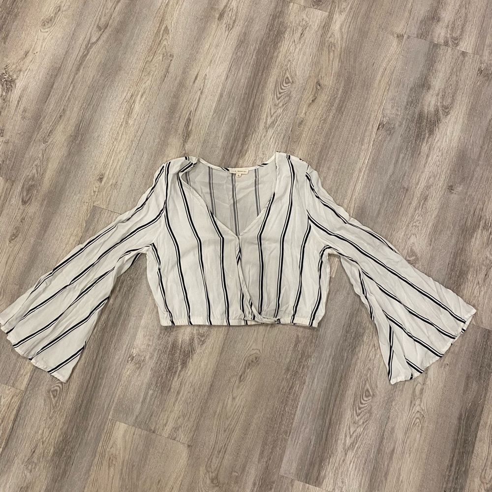 LA Hearts Stripped Long sleeve crop top